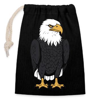 Citation humour Oiseau aigle - Sac cadeau en coton avec cordon (14 x 20 cm) - noir - Devant