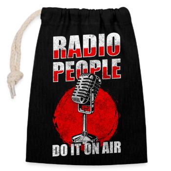 Fréquence vocale de l’émission de radio - Sac cadeau en coton avec cordon (14 x 20 cm) - noir - Devant