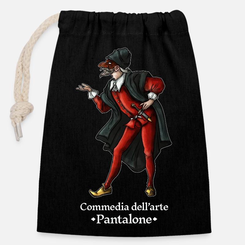 Pantalone - Closable cotton gift bag (14x20cm) - black