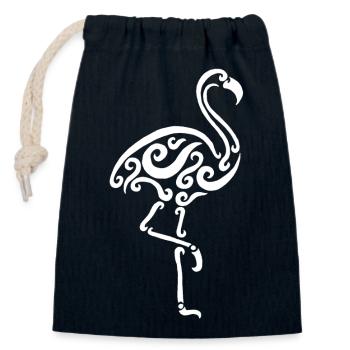 Weißer Flamingo - Verschließbarer Geschenkbeutel aus Baumwolle (14x20cm) - Navy - Vorne