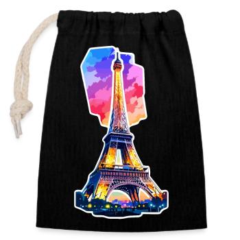 Eiffel Tower #4 - Closable cotton gift bag (14x20cm) - black - Front