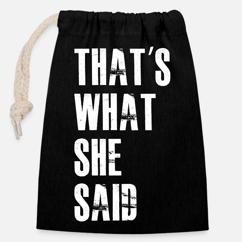 C’est ce qu’elle a dit - Sac cadeau en coton avec cordon (14 x 20 cm) - noir