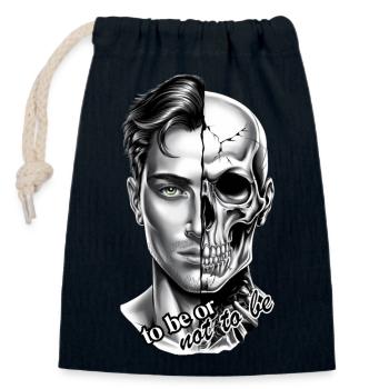 Existence Dualité (être ou ne pas être) - Sac cadeau en coton avec cordon (14 x 20 cm) - bleu marine - Devant