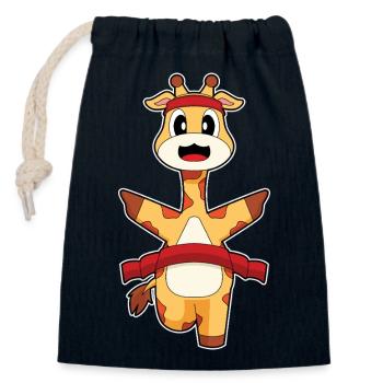 Girafe Jogger Jogging Sport - Sac cadeau en coton avec cordon (14 x 20 cm) - bleu marine - Devant