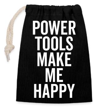 Power Tools Make Me Happy - Closable cotton gift bag (14x20cm) - black - Front