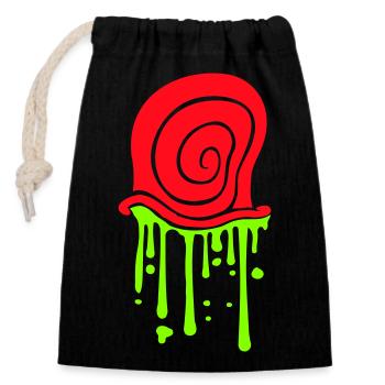 Snail shell, snail, slime, disgusting, slimy - Closable cotton gift bag (14x20cm) - black - Front