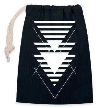 Motif géométrique triangulaire superposé - Sac cadeau en coton avec cordon (14 x 20 cm) - bleu marine - Devant