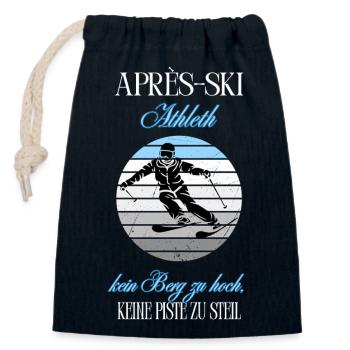 Après ski athlete No mountain too high - Closable cotton gift bag (14x20cm) - navy - Front