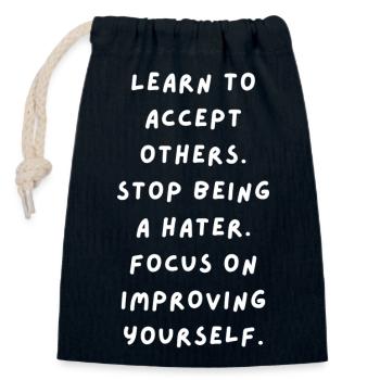 Learning acceptance, self-improvement - Closable cotton gift bag (14x20cm) - navy - Front