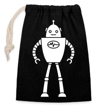 Robots du futur – Chemise de nerd de science-fiction IA - Sac cadeau en coton avec cordon (14 x 20 cm) - noir - Devant