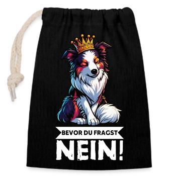 Before you ask: Australian Shepherd Aussie Aussie - Closable cotton gift bag (14x20cm) - black - Front