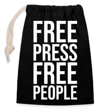Libres de presse, libres de peuple - Sac cadeau en coton avec cordon (14 x 20 cm) - noir - Devant