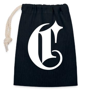 Verzierter C-Monogrammstern - Verschließbarer Geschenkbeutel aus Baumwolle (14x20cm) - Navy - Vorne