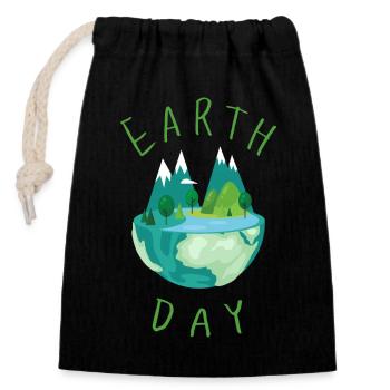 Earth Day Klimawandel - Verschließbarer Geschenkbeutel aus Baumwolle (14x20cm) - Schwarz - Vorne