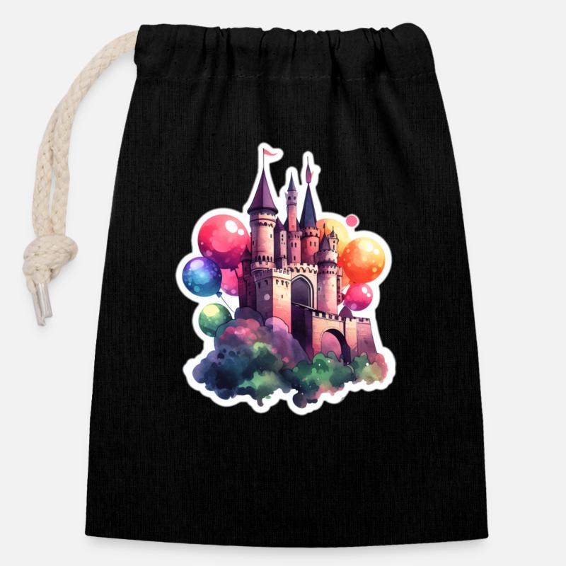 Colour Castle. - Verschließbarer Geschenkbeutel aus Baumwolle (14x20cm) - Schwarz