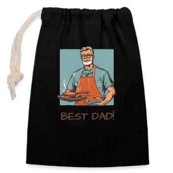 Grillmeister Papa - Vatertag - ApriNoeScor - Verschließbarer Geschenkbeutel aus Baumwolle (14x20cm) - Schwarz - Vorne