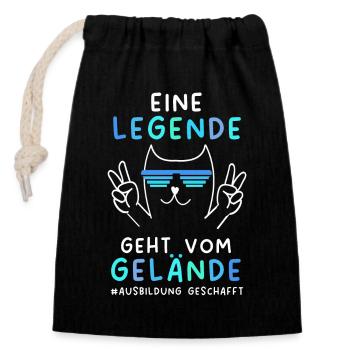 Ausbildung Geschafft Abschiedsgeschenk 2024 - Verschließbarer Geschenkbeutel aus Baumwolle (14x20cm) - Schwarz - Vorne