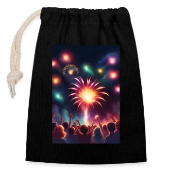 Stunning fire works show - Closable cotton gift bag (14x20cm) - black - Front