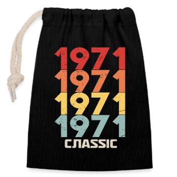 1971 Jubilé en style vintage classique 1971 - Sac cadeau en coton avec cordon (14 x 20 cm) - noir - Devant