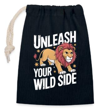 Lion Lion Animal Africa - Closable cotton gift bag (14x20cm) - navy - Front
