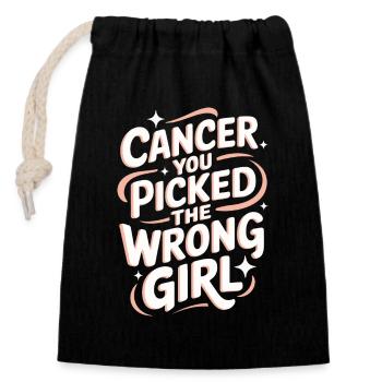 Sensibilisation au cancer Cancer Cancer du sein - Sac cadeau en coton avec cordon (14 x 20 cm) - noir - Devant