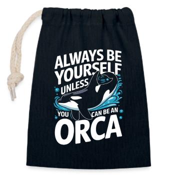 Orca Killerwal Ozean Tier Wale - Verschließbarer Geschenkbeutel aus Baumwolle (14x20cm) - Navy - Vorne