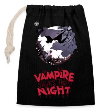 For Comic Fans - "Vampire Saves the Night" - Closable cotton gift bag (14x20cm) - black - Front