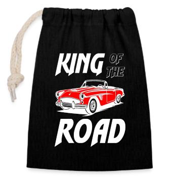 King of he Road Classic Car - Verschließbarer Geschenkbeutel aus Baumwolle (14x20cm) - Schwarz - Vorne