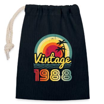 1988 - Closable cotton gift bag (14x20cm) - navy - Front