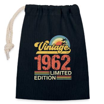 1962 - Closable cotton gift bag (14x20cm) - navy - Front