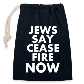 Jews say ceasefire now - Sac cadeau en coton avec cordon (14 x 20 cm) - bleu marine - Devant