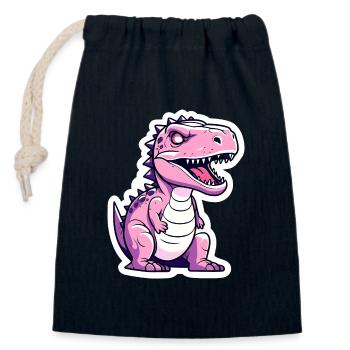 Tyrannosaurus Rex Dinosaure Illustration - Sac cadeau en coton avec cordon (14 x 20 cm) - bleu marine - Devant