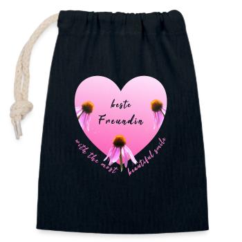 Meilleur ami - Sac cadeau en coton avec cordon (14 x 20 cm) - bleu marine - Devant