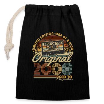 Original 2008 Vintage Anniversaire Vintage cadeau - Sac cadeau en coton avec cordon (14 x 20 cm) - noir - Devant