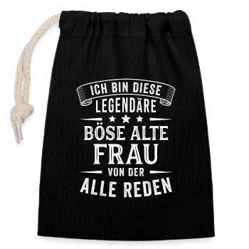 Böse Alte Frau Legende Sarkasmus Spruch Lustig - Verschließbarer Geschenkbeutel aus Baumwolle (14x20cm) - Schwarz - Vorne