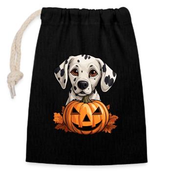 Süßer Halloween Dalmatiner - Verschließbarer Geschenkbeutel aus Baumwolle (14x20cm) - Schwarz - Vorne