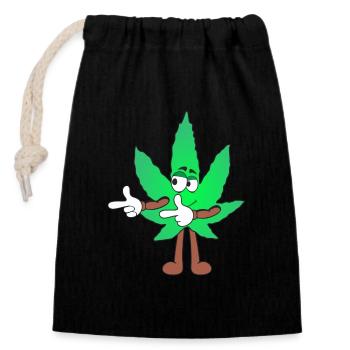 Der Bloom - Weed Cannabis Stoned Hanf Marihuana - Verschließbarer Geschenkbeutel aus Baumwolle (14x20cm) - Schwarz - Vorne