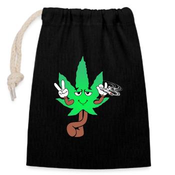 Der Bloom - Weed Cannabis Stoned Hanf Marihuana - Verschließbarer Geschenkbeutel aus Baumwolle (14x20cm) - Schwarz - Vorne