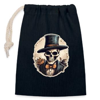 Halloween - Sac cadeau en coton avec cordon (14 x 20 cm) - bleu marine - Devant