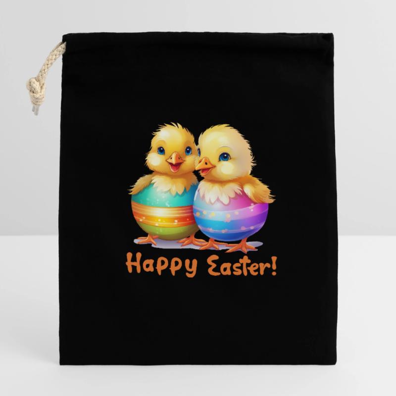Happy Easter, Easter Egg, Chick, Easter, Funny, Cute Closable cotton gift bag (14x20cm)