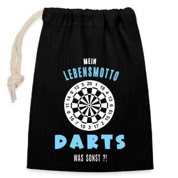 Dart Darts Darter Dartfan Darten Dartsspiel - Verschließbarer Geschenkbeutel aus Baumwolle (14x20cm) - Schwarz - Vorne