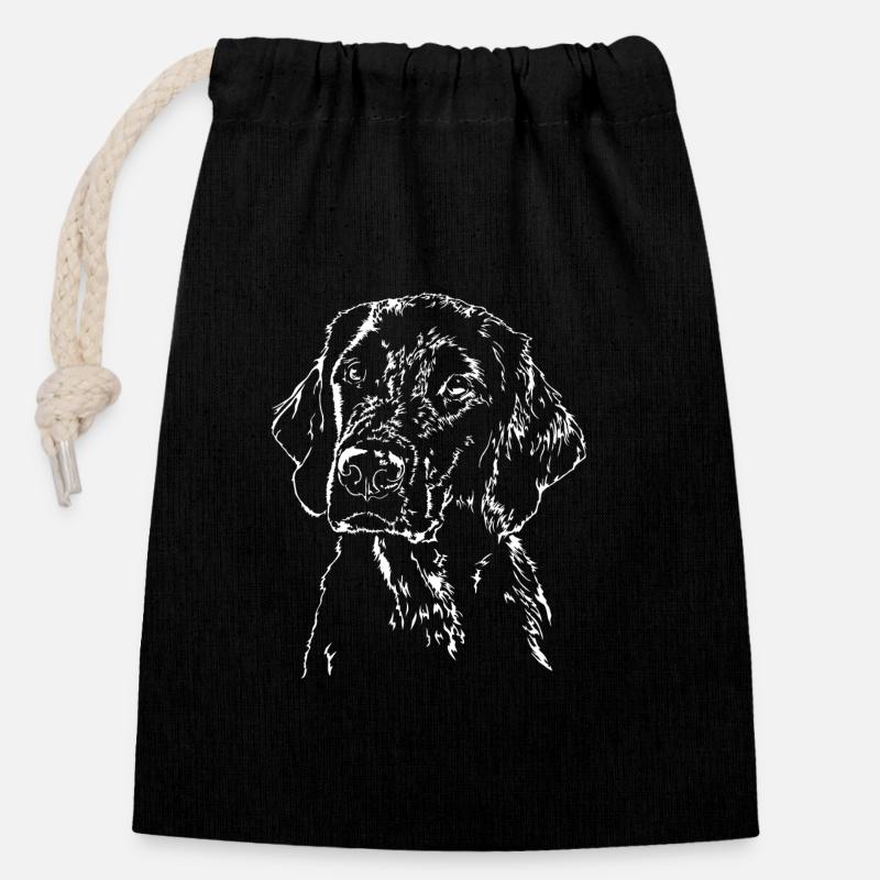 FLAT COATED RETRIEVER Hunde Hund Jagdhund Wilsigns - Verschließbarer Geschenkbeutel aus Baumwolle (14x20cm) - Schwarz