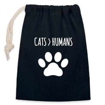 Cats are Better Than Humans : Funny Cat Quote - Closable cotton gift bag (14x20cm) - navy - Front