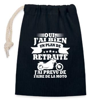 Plan de retraite faire de la moto - Sac cadeau en coton avec cordon (14 x 20 cm) - bleu marine - Devant