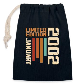 January 2002 - 2002 January Birthday Gift - Closable cotton gift bag (14x20cm) - navy - Front