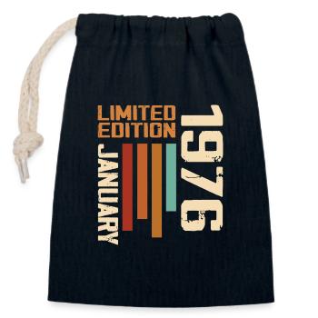 January 1976 - 1976 January Birthday Gift - Closable cotton gift bag (14x20cm) - navy - Front