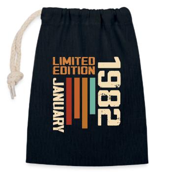 January 1982 - 1982 January Birthday Gift - Closable cotton gift bag (14x20cm) - navy - Front