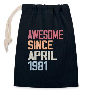 Legends Were Born In April 1981 - Closable cotton gift bag (14x20cm) - navy - Front