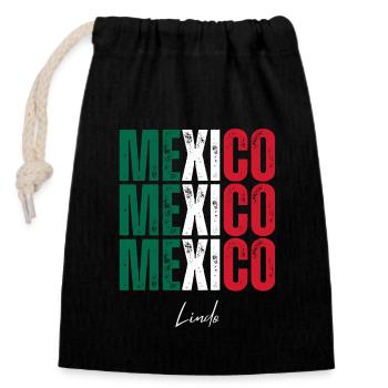 Drapeau du Mexique, fierté mexicaine - Sac cadeau en coton avec cordon (14 x 20 cm) - noir - Devant