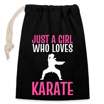 Karate Selbstverteidigung Kampfsport - Verschließbarer Geschenkbeutel aus Baumwolle (14x20cm) - Schwarz - Vorne